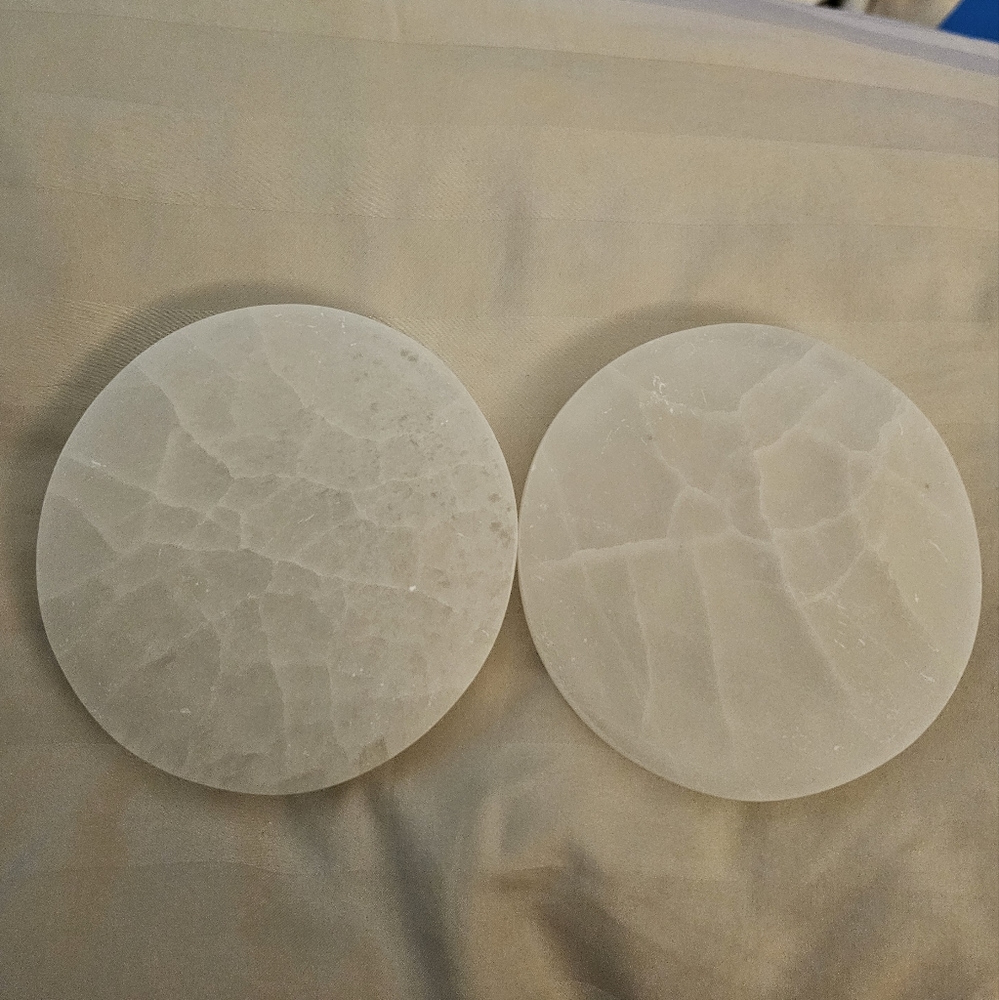 Round Selenite Charging Plates, 2 available, NWT, see pics, price is for 1 plate